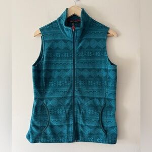 Woolrich Women's Fleece Full Zip Aztec Vest Deep Atlantic Teal Blue